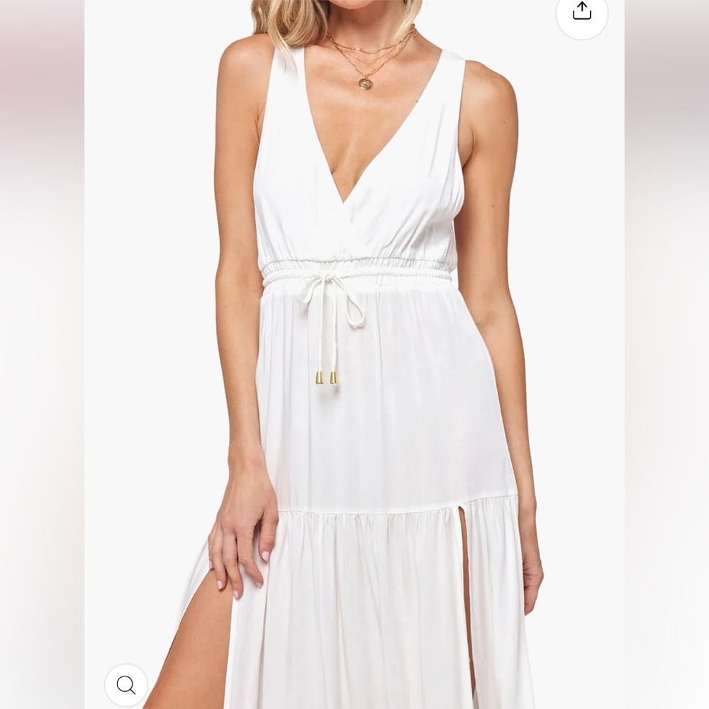NWT LSPACE Emma Maxi Boho Lightweight Slit Summer Beach Coverup Dress Size Large - Picture 2 of 16
